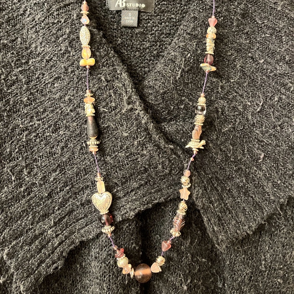 Renee Rayne Floating Bead Necklace - Purple & Silver
